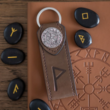 Load image into Gallery viewer, Joy Viking Rune Faux Leather Keyring
