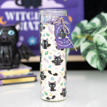 Load image into Gallery viewer, Cute and Creepy Cat Print Lavender Tube Candle
