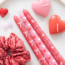 Load image into Gallery viewer, Set of 3 Girl Gang Bow and Heart Taper Candles
