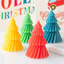 Load image into Gallery viewer, Set of 4 Colourful Christmas Tree Candles
