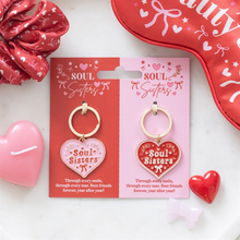 Load image into Gallery viewer, Pair of Soul Sisters Love Heart Keyrings

