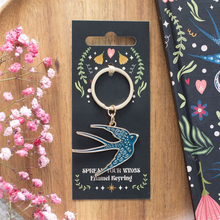 Load image into Gallery viewer, Blue Spread Your Wings Swallow Keyring
