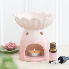 Load image into Gallery viewer, *Pink Water Lily Ceramic Oil Burner and Wax Warmer (12/24)
