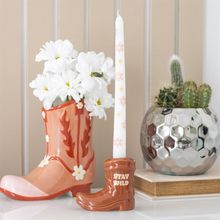 Load image into Gallery viewer, Brown Cowboy Boot Candle Holder with Taper Candle
