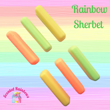 Load image into Gallery viewer, Rainbow Sherbet Wax Melt sticks - Long Lasting Luxury Wax Melts - Fizzy - Zingy - Fruity - Sweet -  Three wax melt sticks - Colourful and Vibrant wax melt shapes
