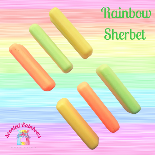Rainbow Sherbet Wax Melt sticks - Long Lasting Luxury Wax Melts - Fizzy - Zingy - Fruity - Sweet -  Three wax melt sticks - Colourful and Vibrant wax melt shapes
