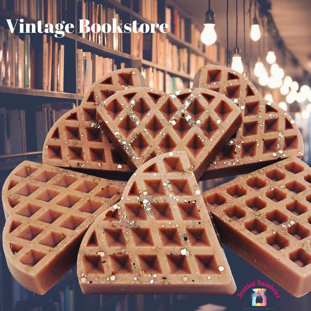 Vintage Bookstore Waffle -  Luxury wax melts - long lasting - highly scented - colourful - wax waffle - bookstore - leather