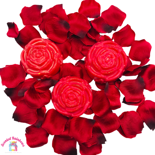 Red Velvet Rose WaX Shape, long lasting luxury floral wax melt, jo malone velvet rose oudh dupe, novelty wax melt shape, large rose shape wax melt