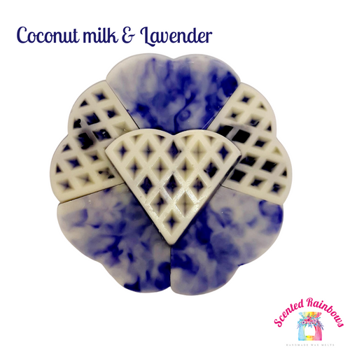 Coconut Milk & Lavender Wax Waffle - Marble Wax - White And Purple Wax Waffle - Strong luxury scent