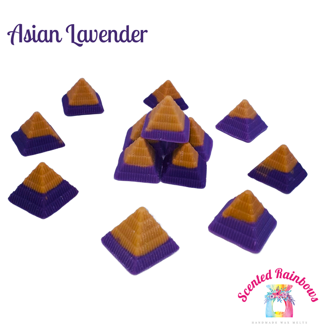 Asian Lavender Pyramids Wax Melts - Novelty shape wax melts - Pyramid Shape Wax - Purple and Gold Wax - Asian amber and Lavender Scent - Lavender Twist