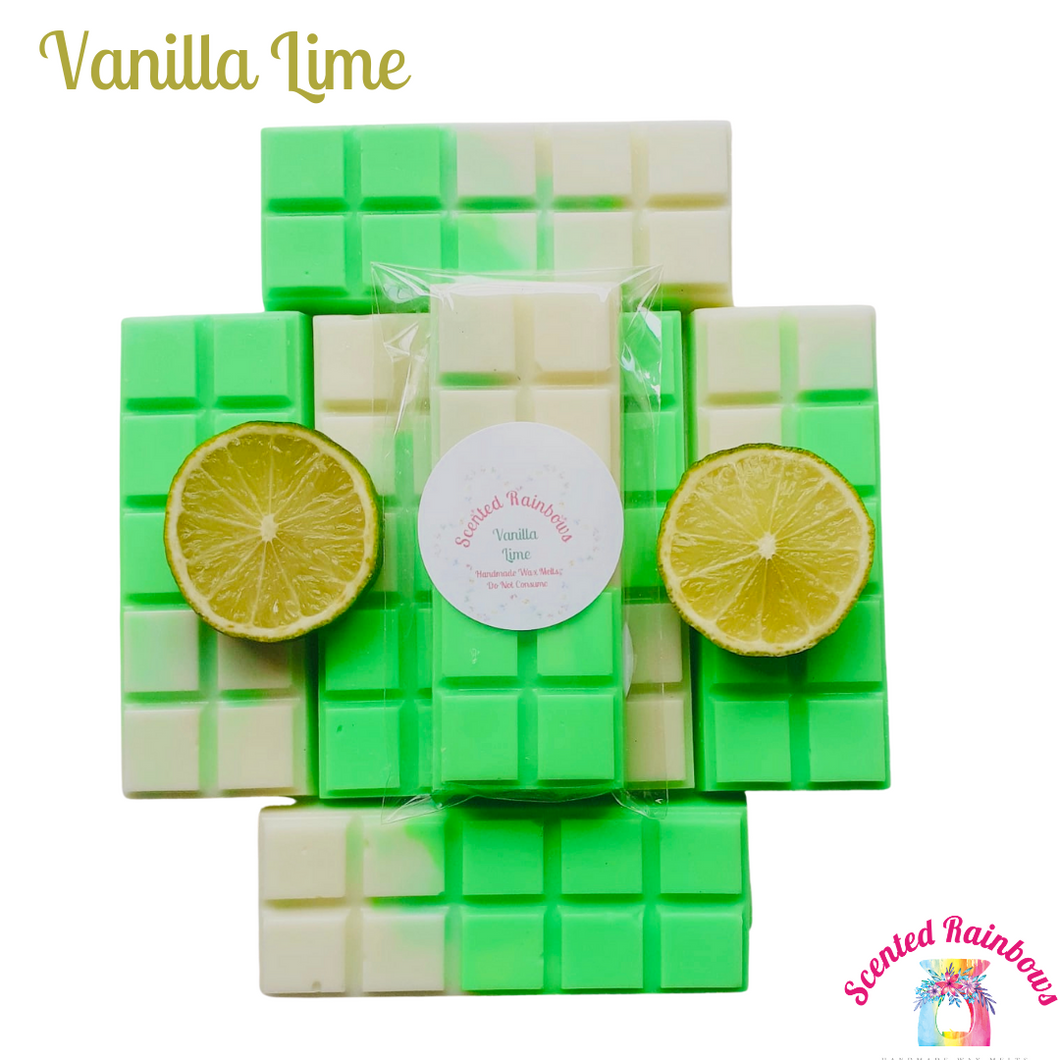 Vanilla & Lime Bar -  Luxury long lasting wax melts  - highly scented - colourful - zesty - zingy - fruity, sweet snapbar