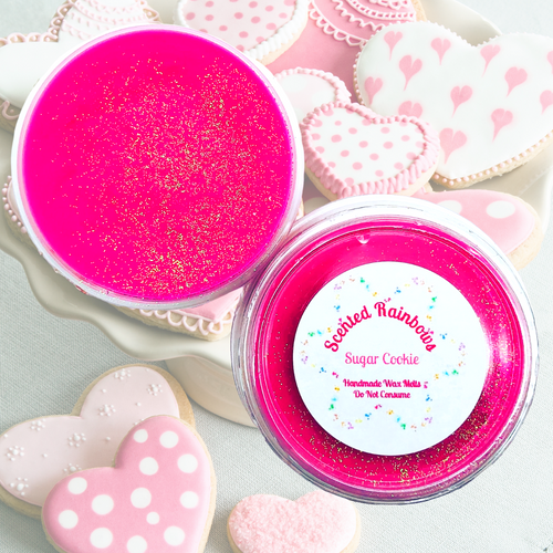 Sugar Cookie Wax Melt Pot - long lasting luxury bakery scented wax pot, vibrant and colourful sweet and sugary cookie biscuit scent