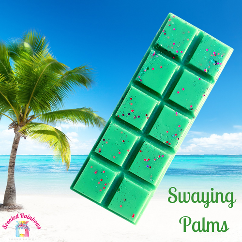 Swaying Palms Wax Melt Snapbar - long lasting luxury wax melt, woody tropical palm tree and caribbean scent