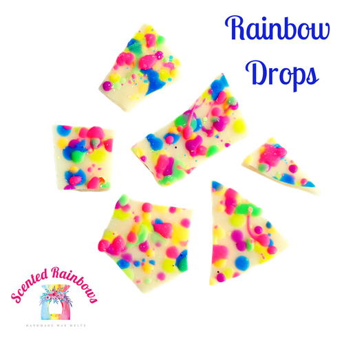 Rainbow Drops Wax Brittle, long lasting luxury fruity wax brittle chunks, bright colourful rainbow wax