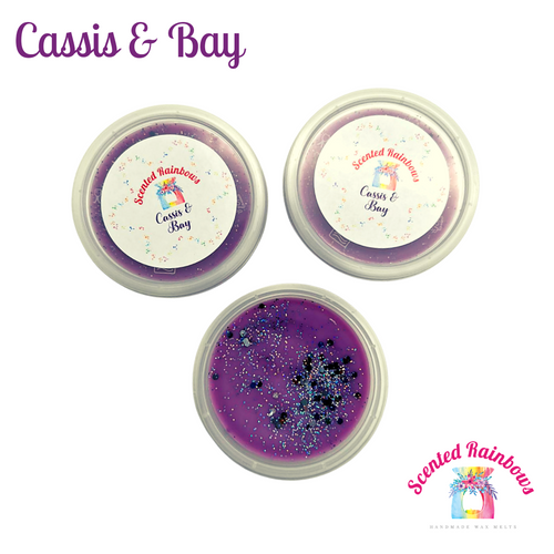 Cassis & Bay Wax Melt Pot - Scented Rainbows - Stackable Wax Pots - Purple Glitter Wax - Cassis Scent with Bay 