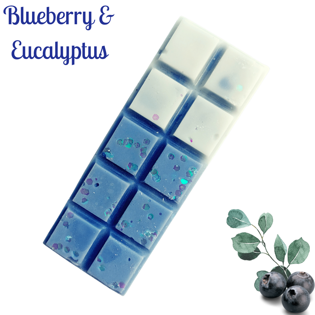 Blueberry & Eucalyptus Wax Melt Snap Bar - Two tone Colourful Wax - Blue and White Wax bar - Fruit Scent Blend - Refreshing Scent 