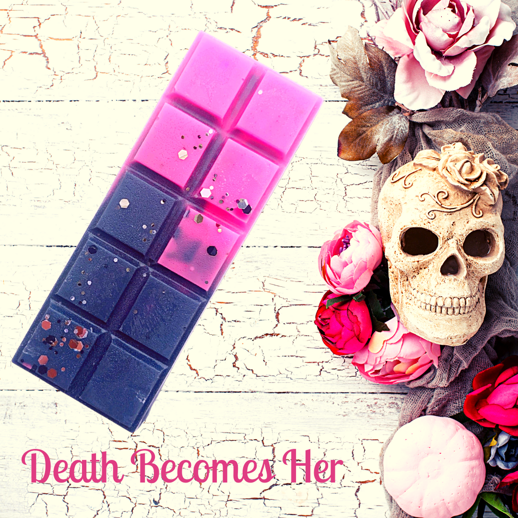 Death Becomes Her Wax Melt Snap Bar - Two Tone Wax - Black and Pink Wax Melt - Feminine Perfume Blend - Halloween Wax Melt