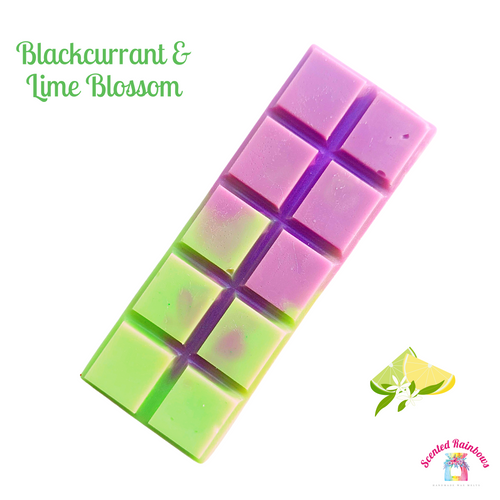 Blackcurrant & Lime Blossom Wax Melt Snap Bar - Two Tone Wax Melt - Purple And Green Duo Coloured Wax Melt - Long Lasting Wax - Lime Blossom, Citrus Blend, Lily of the Valley
