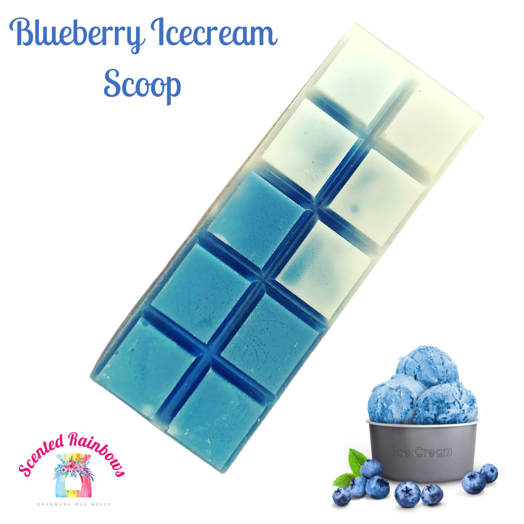 Blueberry Ice Cream Scoop Wax Melt Snap Bar - Scented Rainbows - Two Tone Wax - Ambre Wax - Blue and White Wax - Fruity Scent - Blueberry Ice Cream