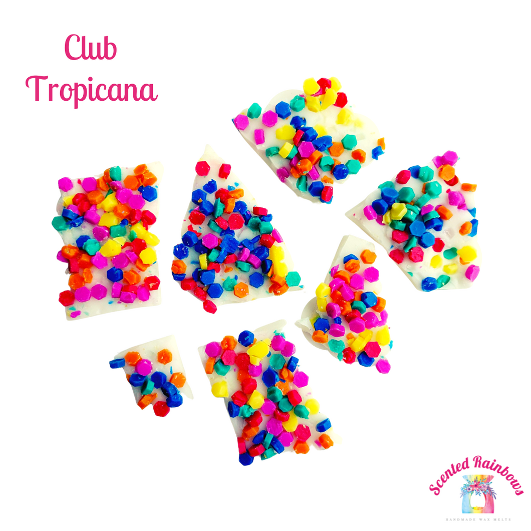 Club Tropicana Wax Melt Brittle - Super Colourful Wax Melt Chunks - 90g Bags - Wax Brittle - Wax Drops - Fruity Fragrance - Unique Scent - Rainbow Wax