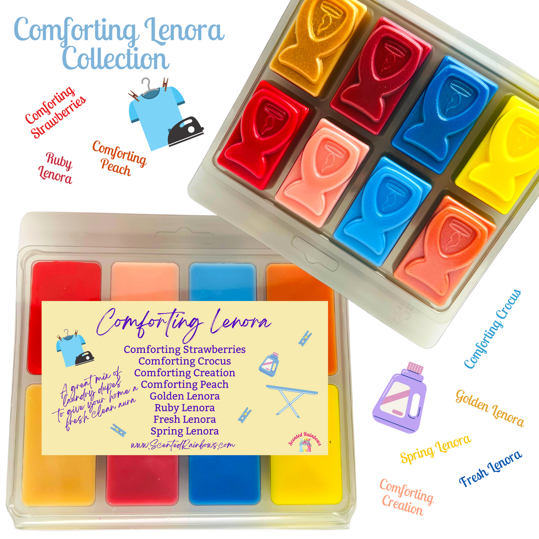 Comforting Lenora Wax Melt Collection - 8 Colourful Wax Melts - Super Fresh Laundry Scents - Laundry Comfort Fabric Softener Dupe - Laundry Lenor Fabric Softener Dupe - Value for Money - Wax Collection Box - Strong Scents