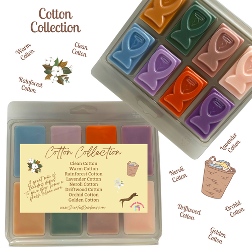 Clean Cotton Wax Melt Collection - Mix of 8 scents - Fresh Cotton Laundry Blends - Value for Money - Cotton Mixed Scents