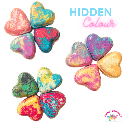 Hidden Colour Heart Bath Bombs - Scented Rainbows 