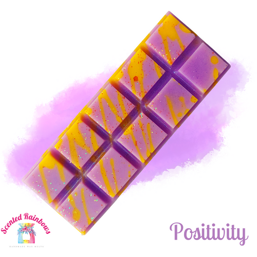 Positivity Wax Melt Snap Bar - Scented Rainbows - Drizzle Effect Wax - Purple and Yellow Wax Bar - Positive Vibes