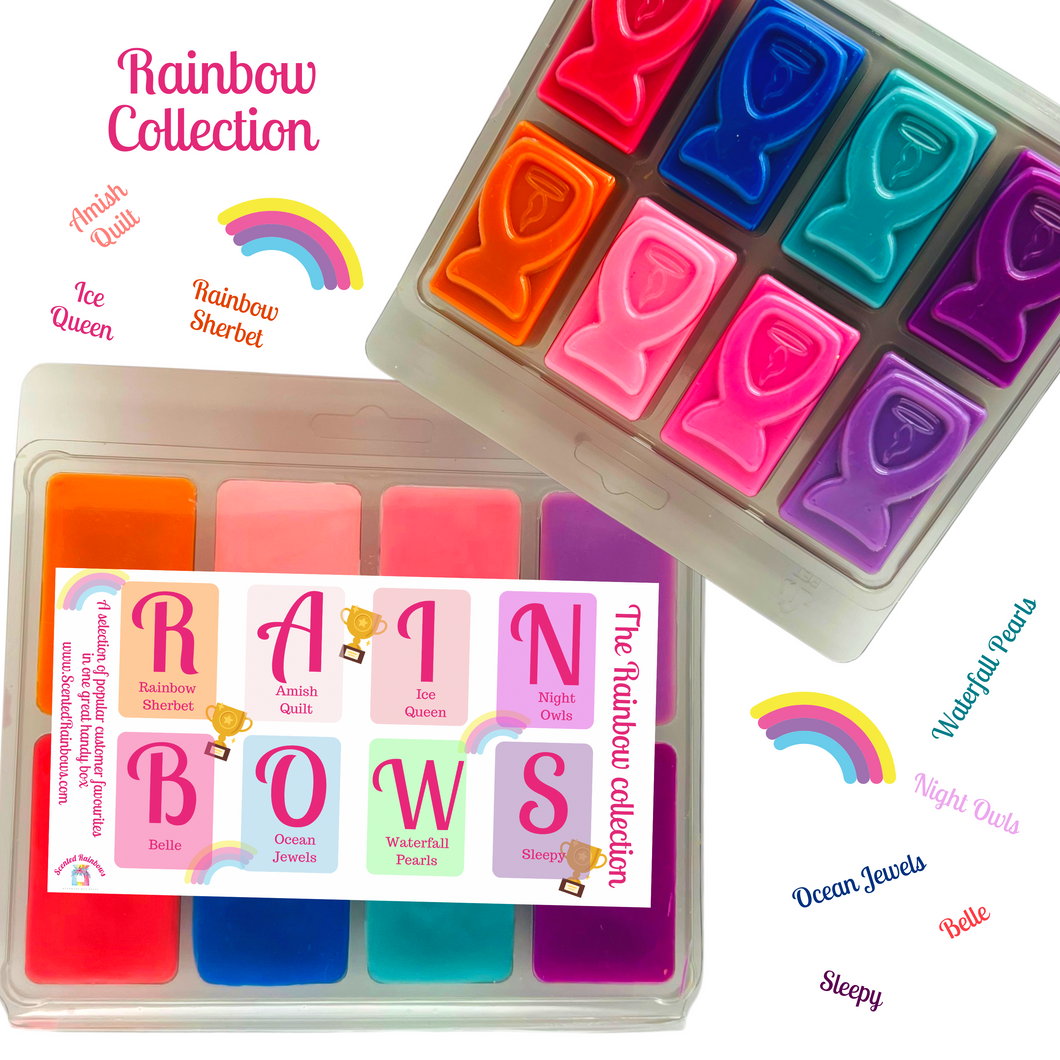 Best of Rainbows Wax Melt Collection - Strong, Long lasting wax melts - Best selling Wax Scents - 8 Colourful Wax Melts - RAINBOWS - Affordable Wax