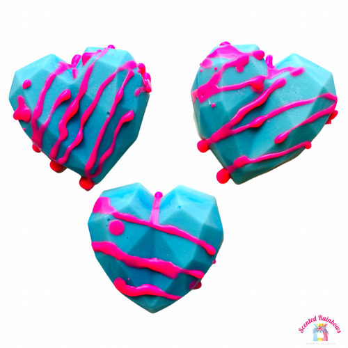 Sweetheart Large heart Wax Melt - Long Lasting Luxury Highly scented wax, Fruity Sherbet Scented wax melt shape - Blue and Pink Novelty Heart Shape