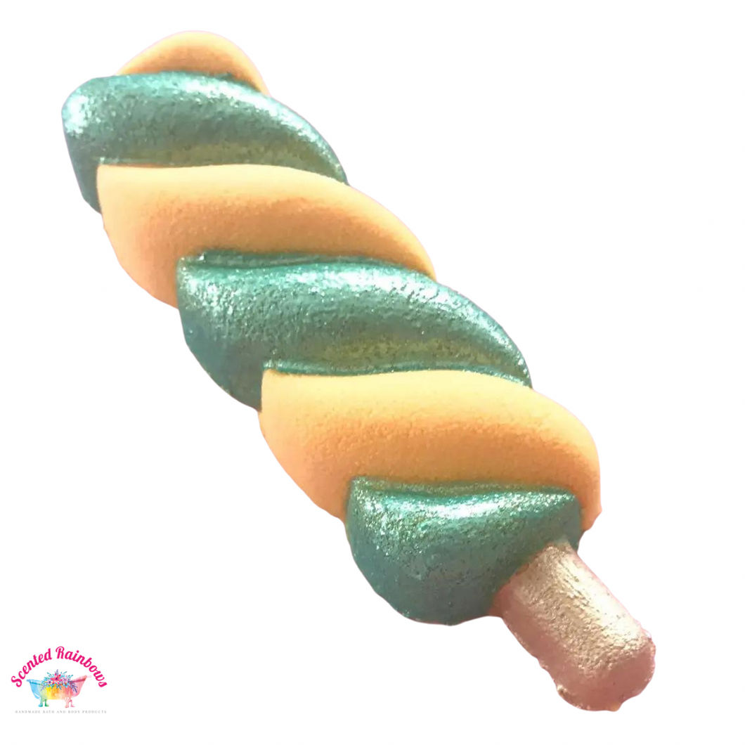 Twister Lolly Bath Bomb - Yellow and Green Bath Bomb - Novelty - Childrens Bath Bomb - Orange and Lime