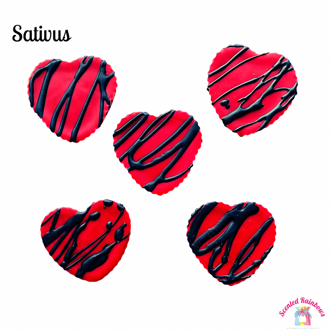 Sativus wax melt Heart, long lasting luxury wa, vibrant and colourful wax, heart shape, novelty shape wax, warm and earthy, aromatic saffron scent
