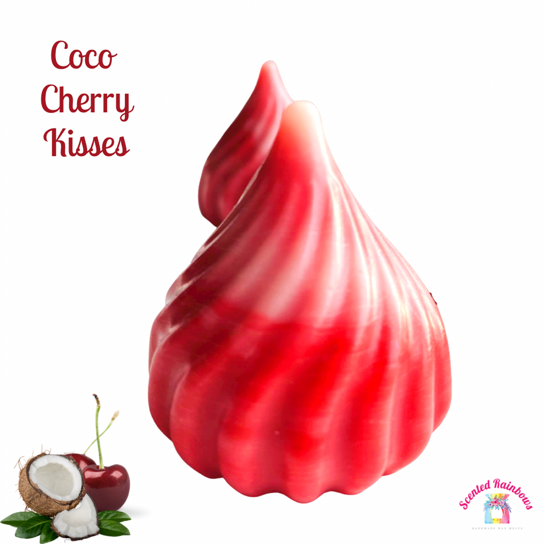 Coco Cherry Kisses - Scented Rainbows - Novelty Hershey Kisses Shape Wax - Strong Cherry and Coconut Scent - Red anf White Wax Twist