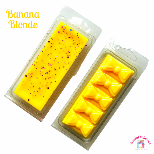 Banana Blonde Wax Melt Pack - Novelty Bow Shape Wax Clams - Banana and Raspberry Champagne Scent - Yellow Wax