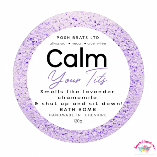 Calm Your T*** Adult Bath Bomb - Scented Rainbows - Fun Adult Bath Bomb - Novelty Swearing Bath Bomb - Lavender and Chamomile Scent - Purple Bath Bomb - Adult Gift Ideas 