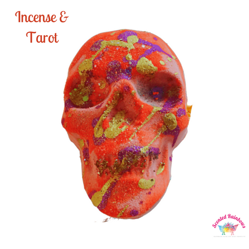 Incense & Tarot Skull Bath Bomb - Scented Rainbows 
