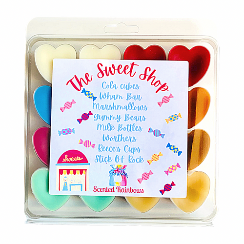 The Sweet Shop Wax Collection - Scented Rainbows - Colourful Heart Shapes - Rainbow Wax - Wax Collection - Sweet Scents 