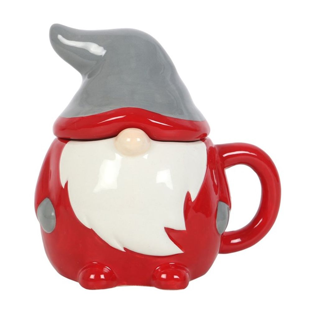 Red and Grey Gonk Lidded Mug