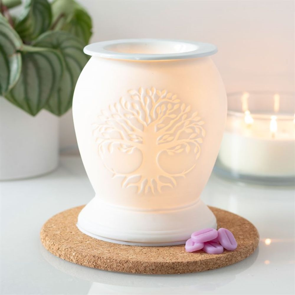 Tree of Life White Ceramic Electric Wax Melt Warmer
