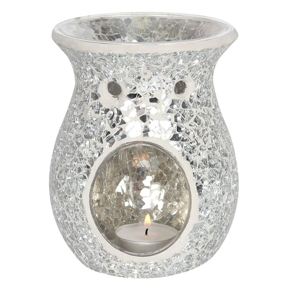 Large Silver Crackle Wax Warmer