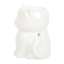 Load image into Gallery viewer, Shiny White Cat Oil/Incense Burner
