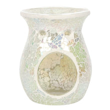 Load image into Gallery viewer, Large White Iridescent Crackle Wax Warmer
